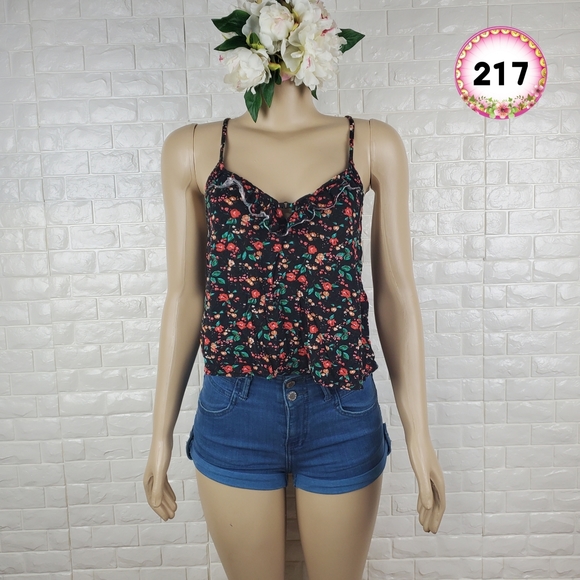 forever 21 black large junior sleeveless floral blouse ( 5 for $20 ) - Picture 1 of 7